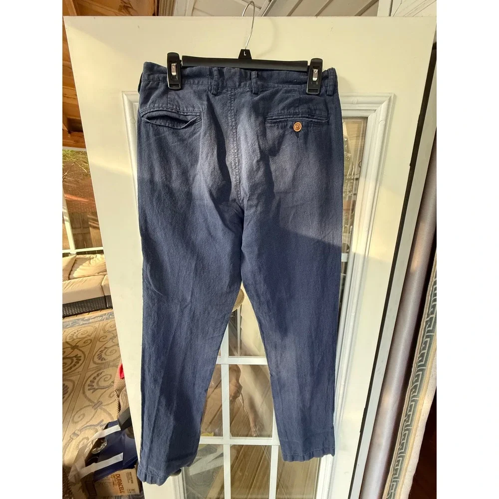 J Crew The Sutton Pants Mens 28x32 Blue Linen Blend Golf Office Preppy Tailored